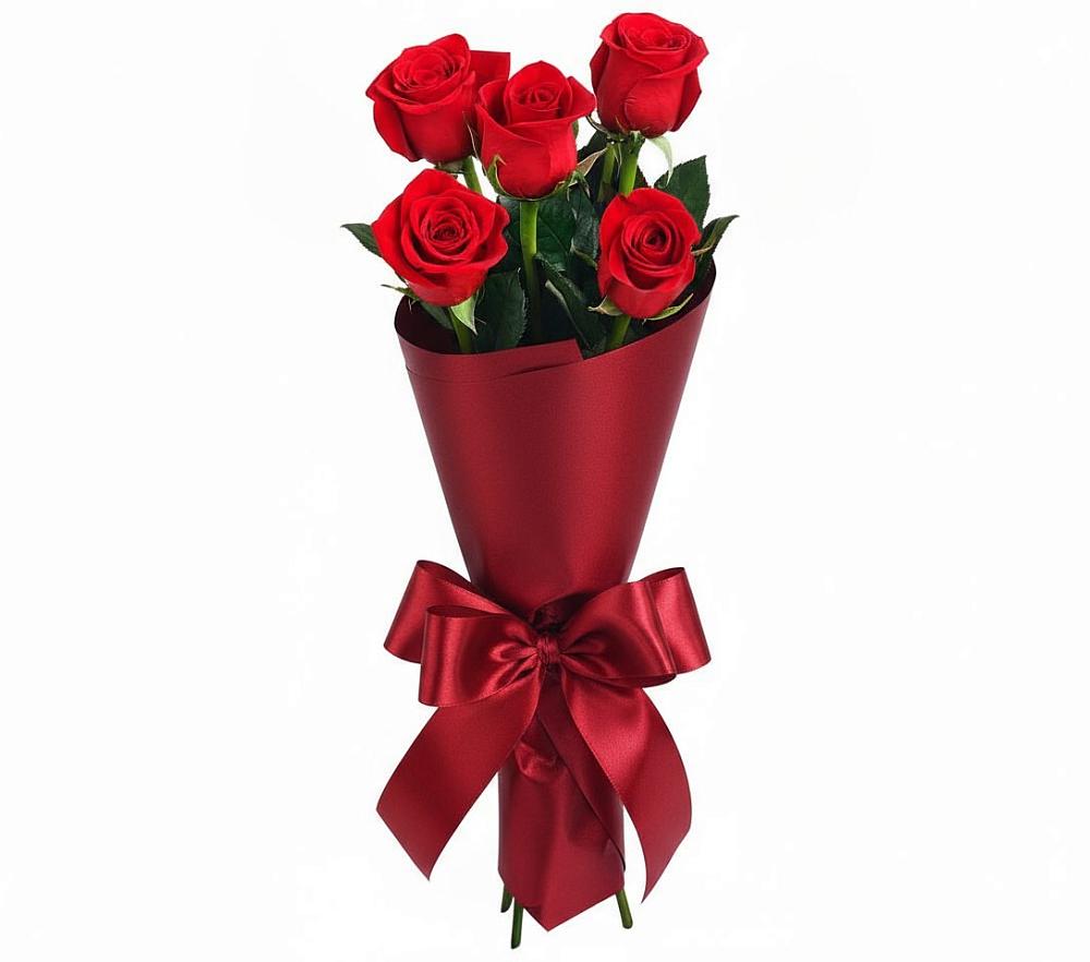Букет 5 Красных роз Эдлесс Лав в Амзя