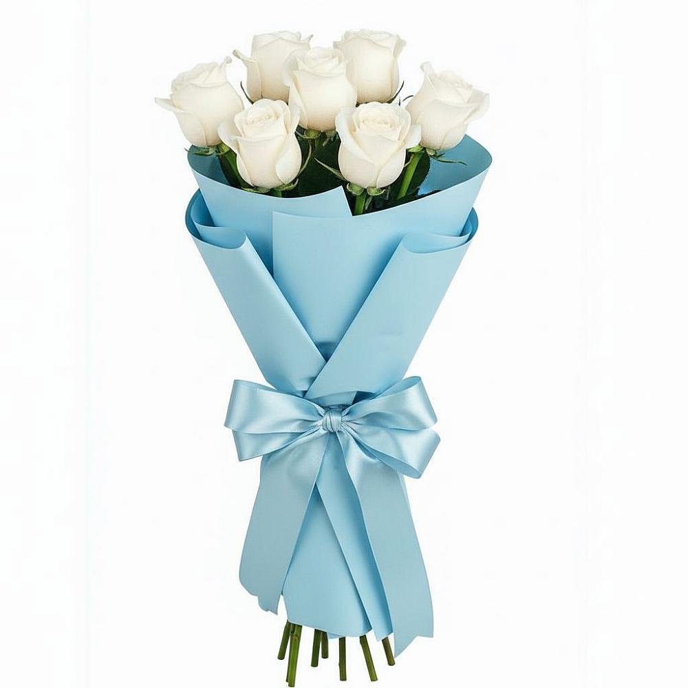 Букет 7 белых роз Проуд в Амзя