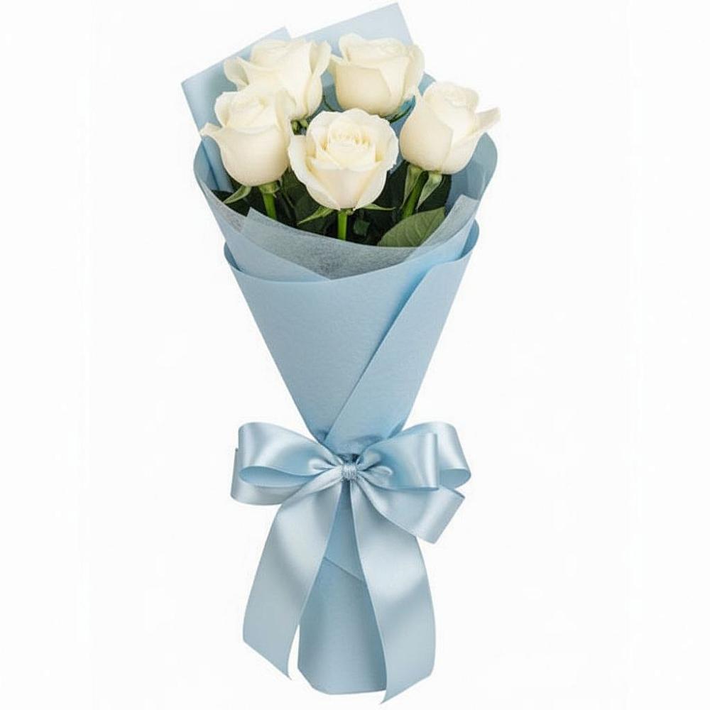 Букет 5 Белых роз Проуд в Амзя