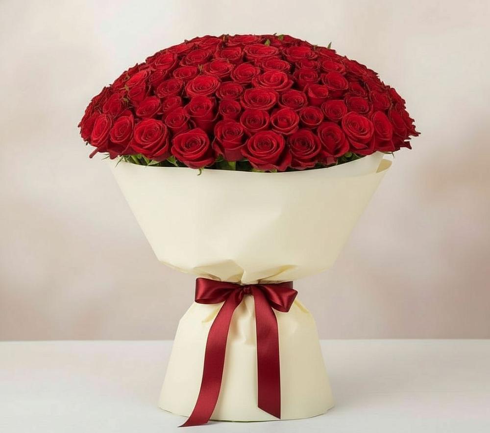Букет 101 Красная роза Милано в Амзя