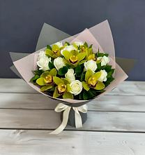 Букет цветов из:  Орхидеи и Розы в Амзя