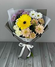 Букет цветов из:  Розы, Герберы и Хризантемы в Амзя