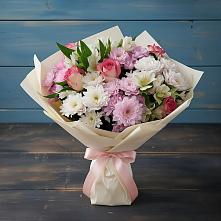 Букет цветов из:  Хризантемы, Альстромерии и Розы в Амзя