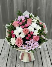Букет цветов из:  Альстромерии, Гвоздики, Розы и Хризантемы #REPLACE_PRED# Амзя