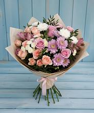 Букет цветов из:  Хризантемы, Розы и Альстромерии в Амзя
