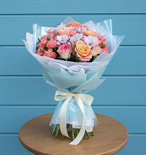 Букет цветов из:  Хризантемы и Розы в Амзя