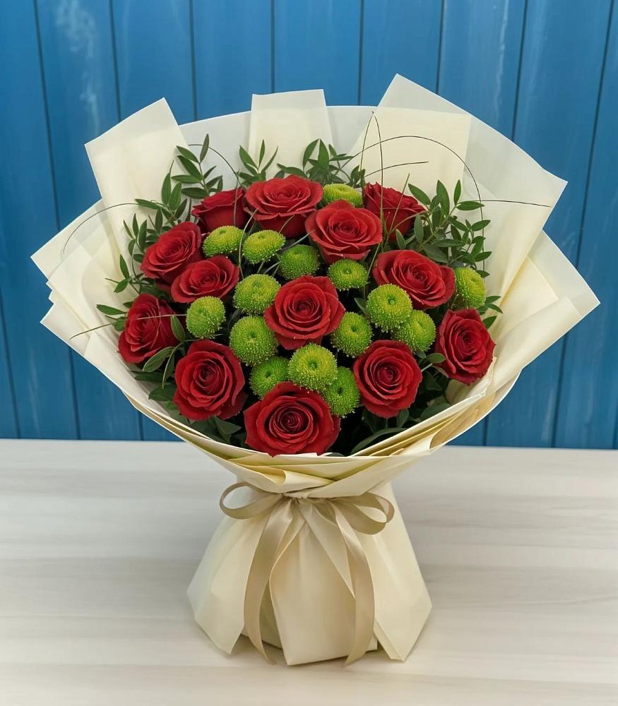 Букет цветов из: Розы и Хризантемы в Амзя