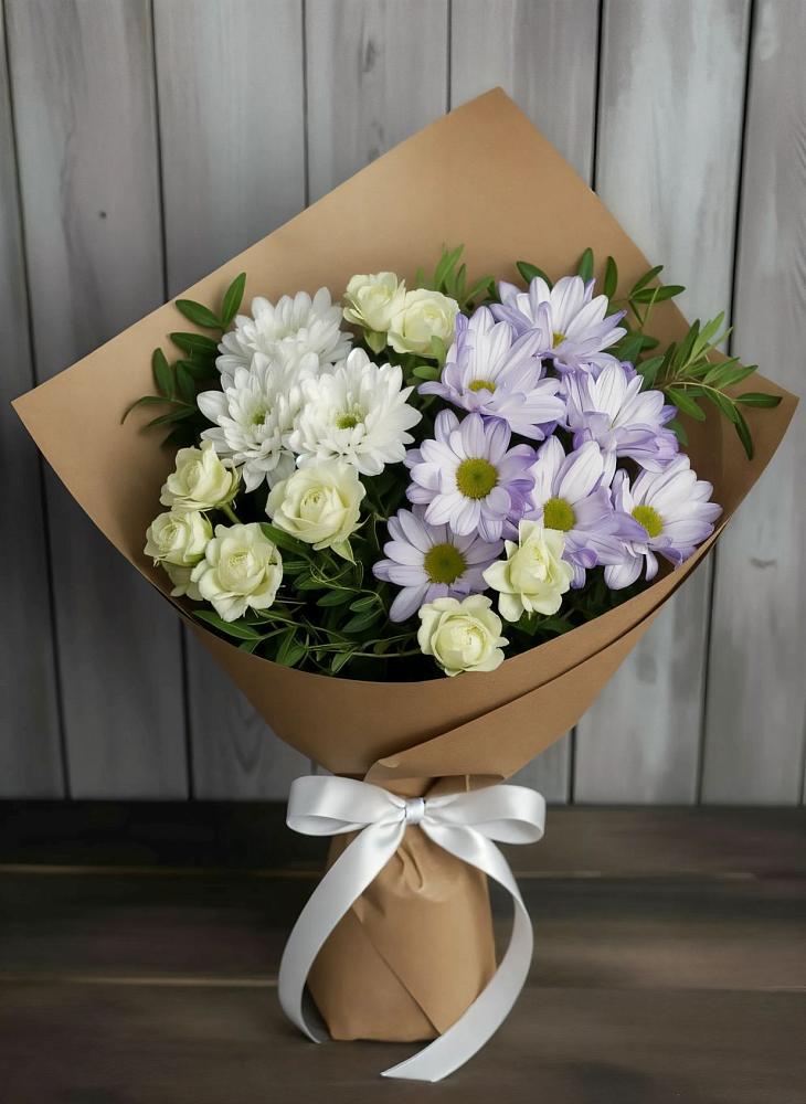 Букет цветов из: Хризантемы и Розы в Амзя